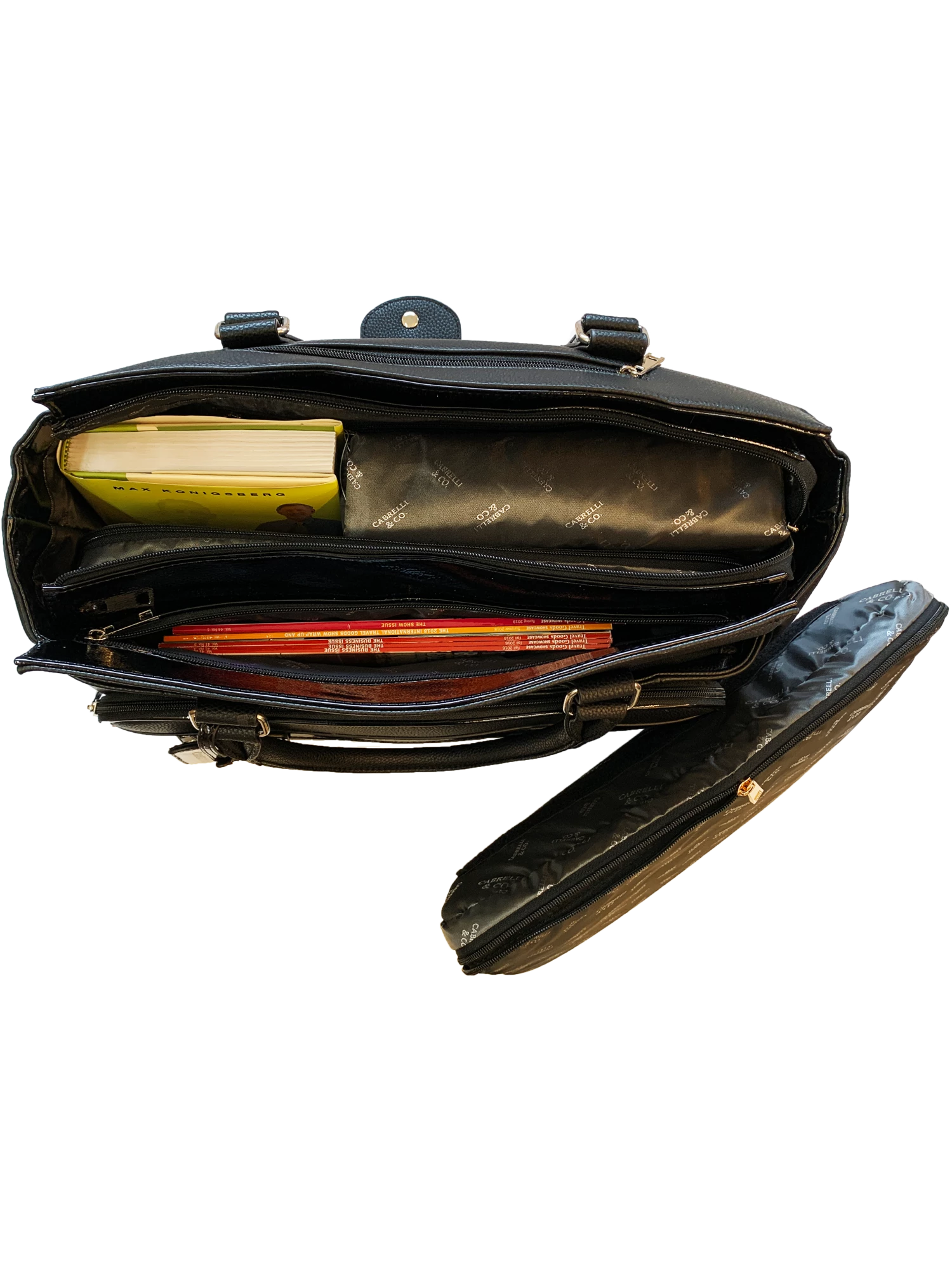 Cabrelli Laura Lock Carry On Rollerbrief Black/Cognac/White - Image 2