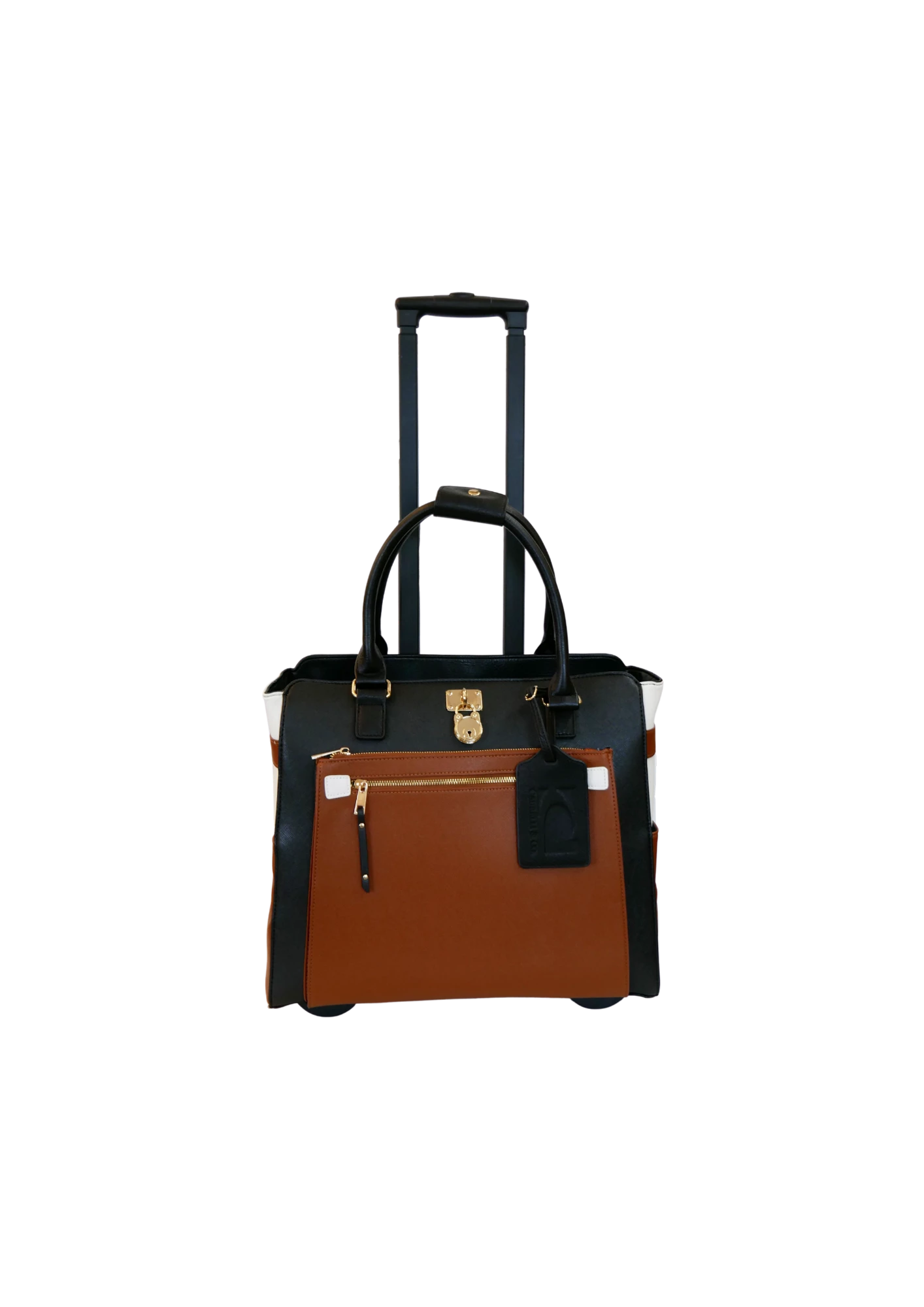 Cabrelli Laura Lock Carry On Rollerbrief Black/Cognac/White