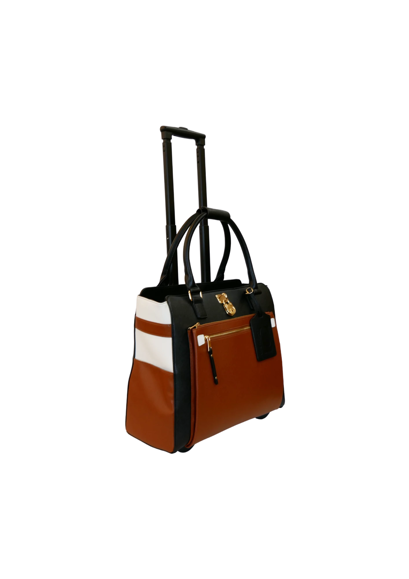 Cabrelli Laura Lock Carry On Rollerbrief Black/Cognac/White - Image 3