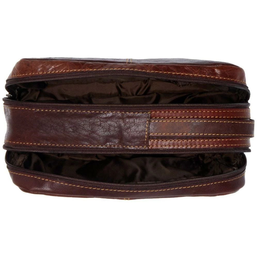Jack Georges Voyager Leather Zip Toiletry Bag Black - Image 2