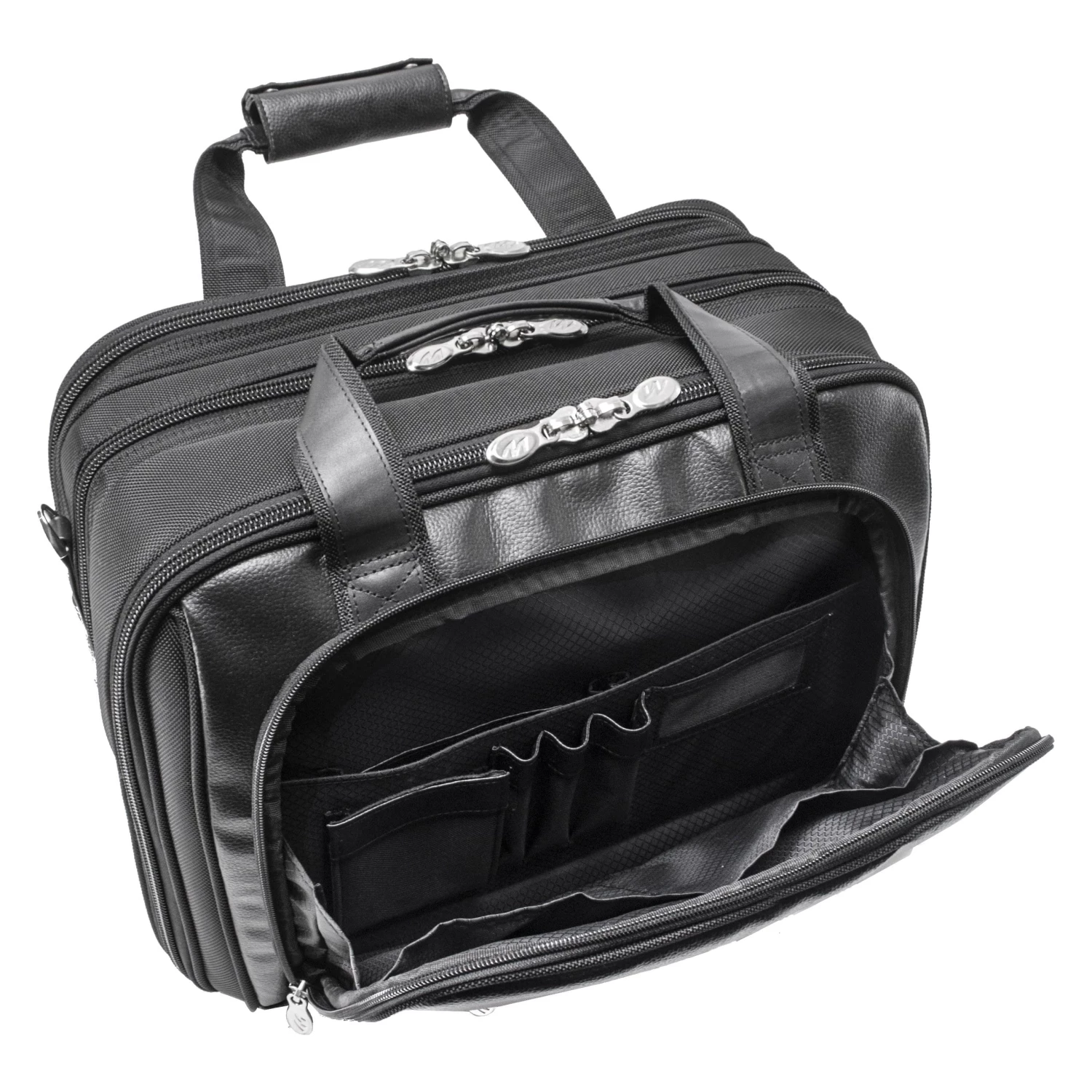 McKlein USA Chicago 15.6" Nylon Patented Detachable Wheeled Laptop Overnight With Removable Briefcase Black - Image 2