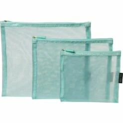 RUBY + CASH Mesh Travel Organizer Pouches - 3-Piece, Aqua